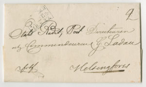 vanha kirje, jossa on merkintöinä laatikkoleima ja kartteerausnumero 2